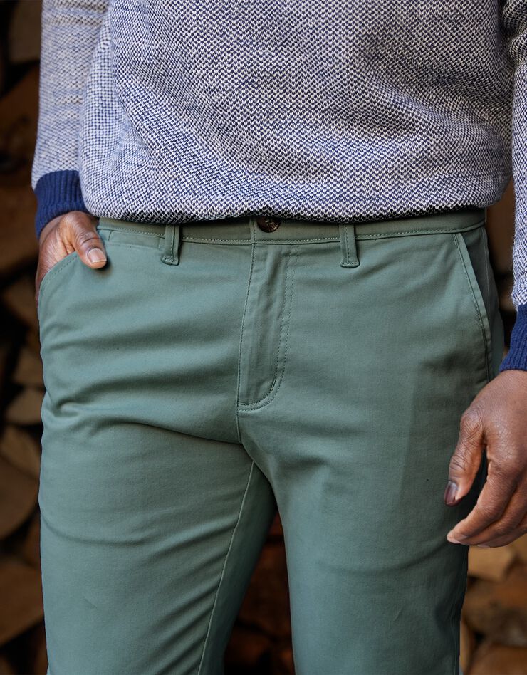 Pantalon chino toile gabardine (vert grisé)