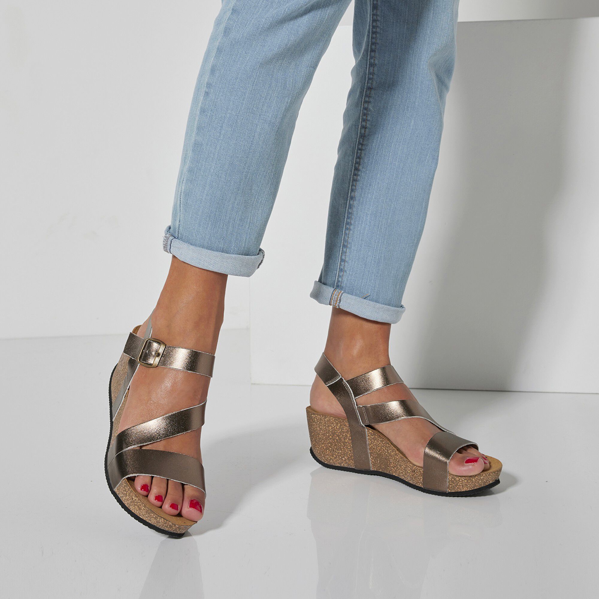 Sandales En Cuir Liège GONKOS® - Fabriquées En Espagne, Semelle Anatomique