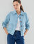 Veste en jean boutonn&eacute;e, style worker (bleached)