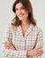 Chemise de nuit en flanelle forme liquette tissé teint carreaux (écru)