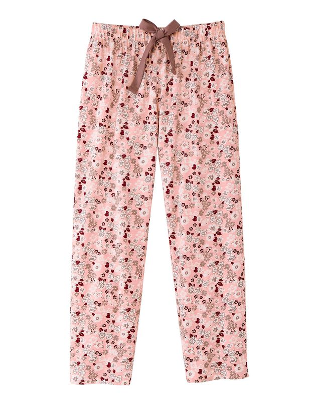 Pantacourt imprimé fleuri - jersey coton (rose)