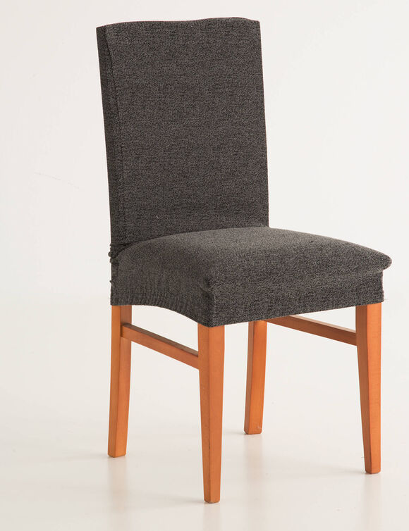 Housse de chaise extensible jacquard chin&eacute; (gris)