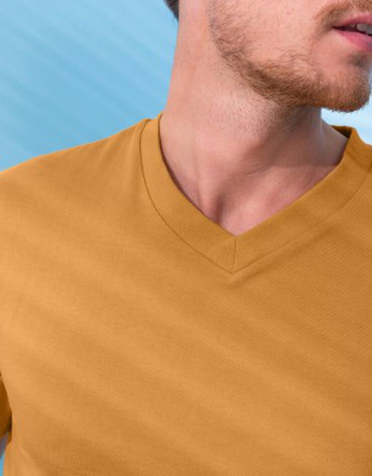 Tee-shirt col V manches courtes - lot de 3 (miel / prune / brique) Tee-shirt col V manches courtes - lot de 3 (miel / prune / brique)