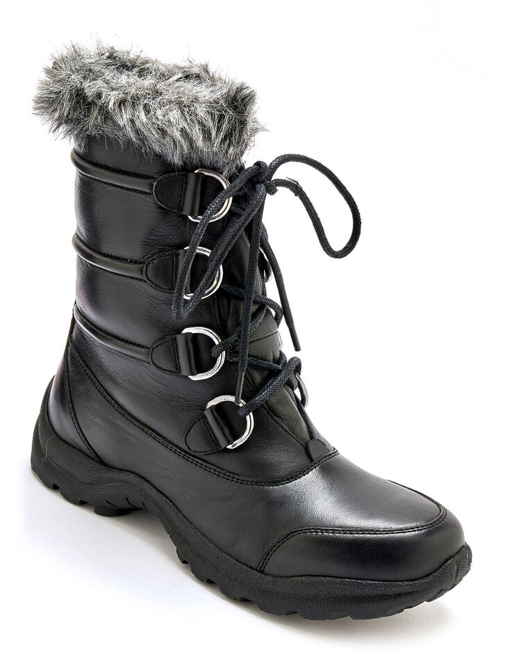 Boots fourrées Largeur confort en cuir (noir)