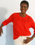 Pull manches blousantes, maille ajourée (orange)