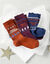 Chaussettes de No&euml;l - lot de 3 paires (caramel + prune + bleu)