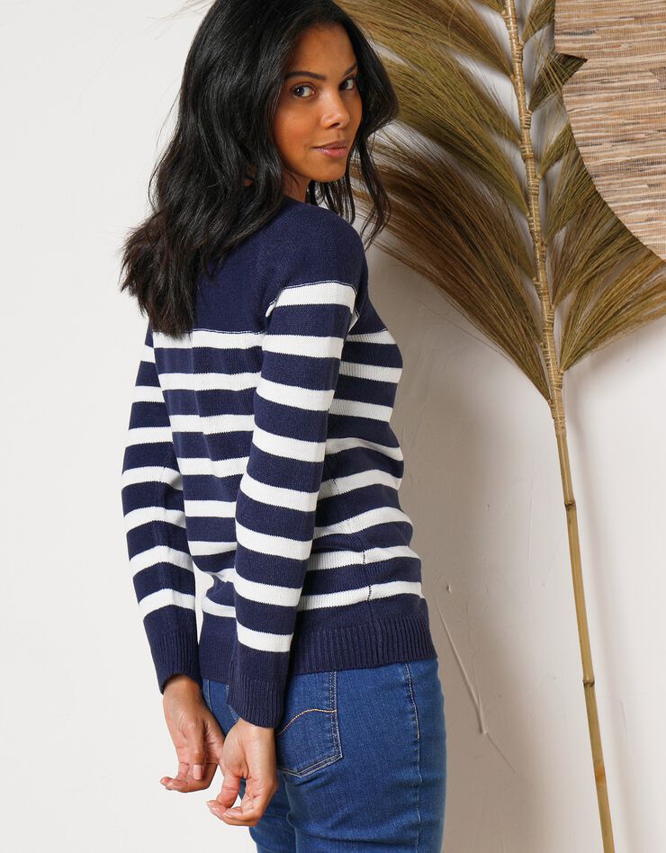 Pull marinière manches longues rayé (marine / écru) Pull marinière manches longues rayé (marine / écru)