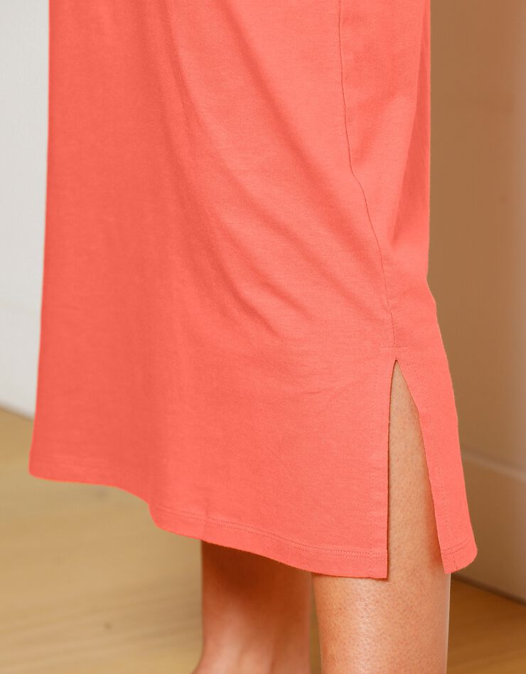 Chemise de nuit longue manches courtes motif "panda roux" (corail)