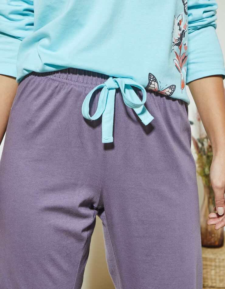 Pantalon pyjama imprimé placé papillons - coton (anthracite)