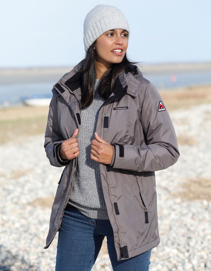 Parka imperméable doublée polaire unie (taupe) Parka imperméable doublée polaire unie (taupe)