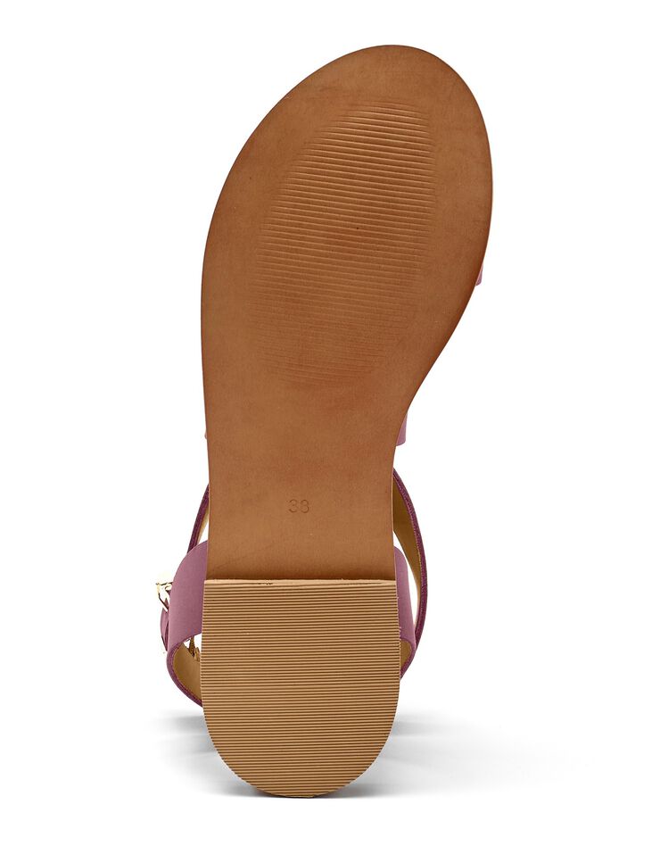 Sandales plates éco-conçues en cuir naturel à brides croisées (tomette)