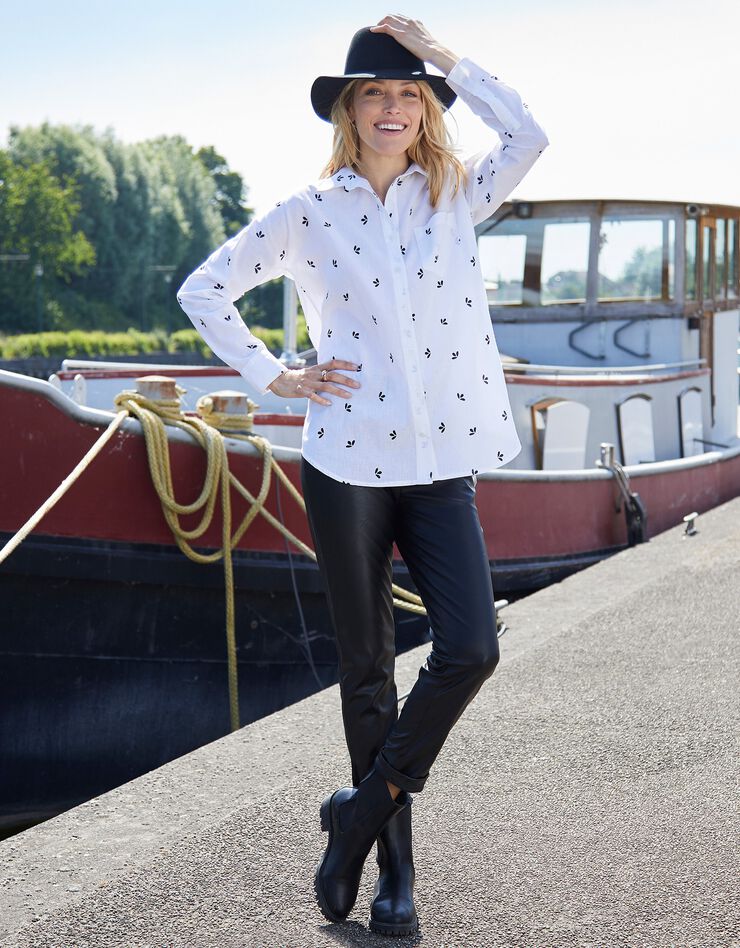 Chemise liquette longue imprimée (écru / noir) Chemise liquette longue imprimée (écru / noir)