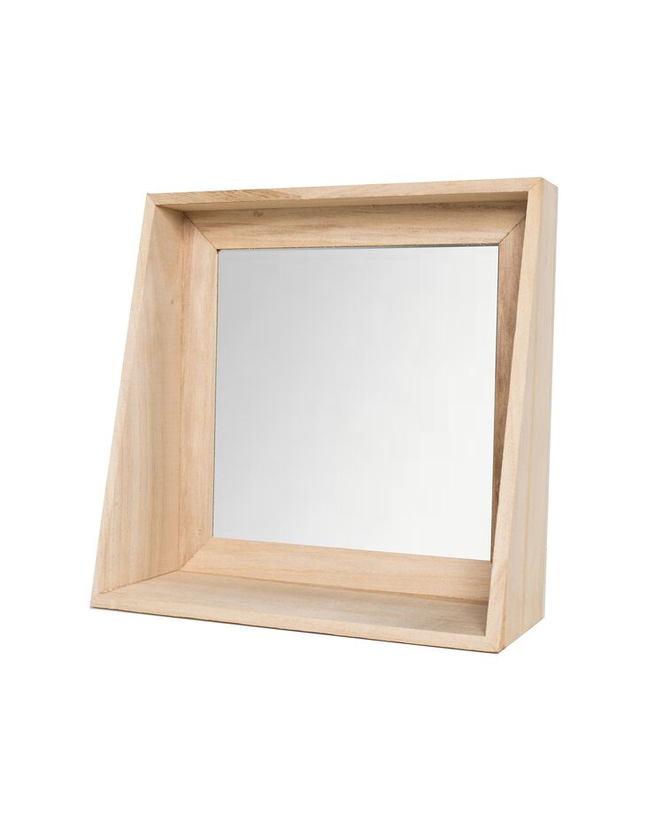 Miroir carré en bois naturel (bois) Miroir carré en bois naturel (bois)