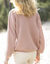 Pull  col V maille anglaise ajourée (rose poudré)