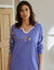 Chemise de nuit imprimée fleurs - manches longues (lavande)
