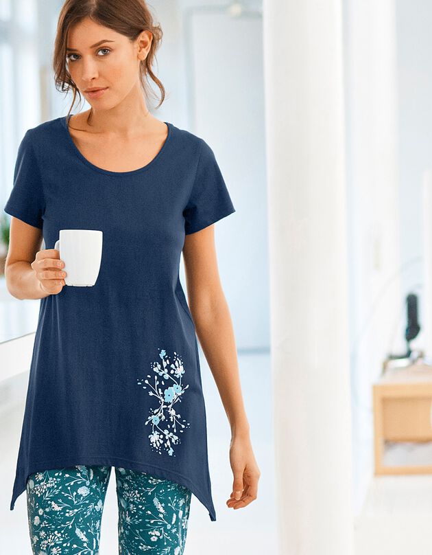 Tee-shirt asymétrique manches courtes – marine (marine)