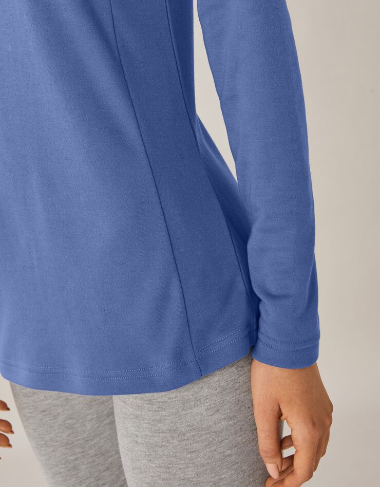 Tee-shirt thermique col montant - manches longues (bleu jean)
