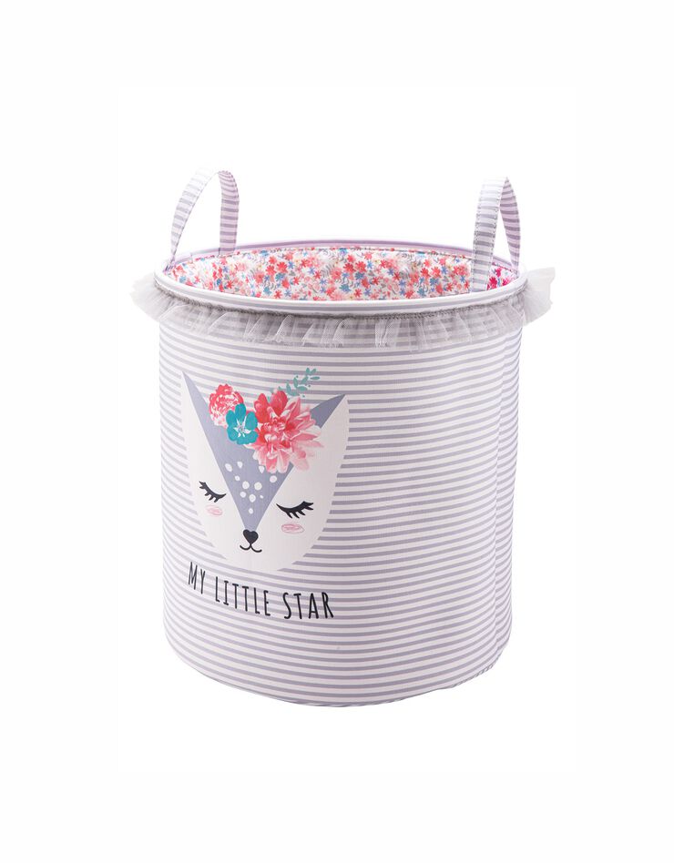 Panier tulle déco rangement enfant (blanc/rose)