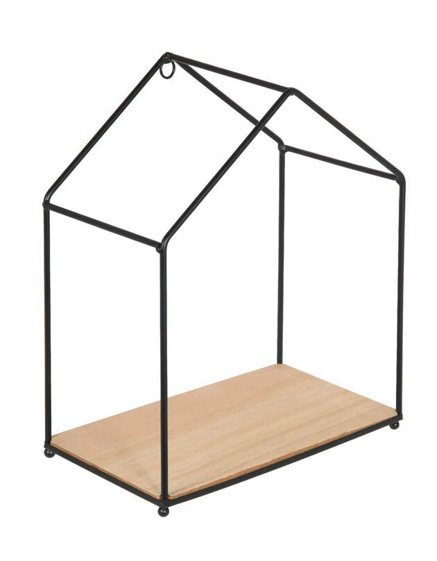 Etagères maison en métal et bois - lot de 3 (noir)