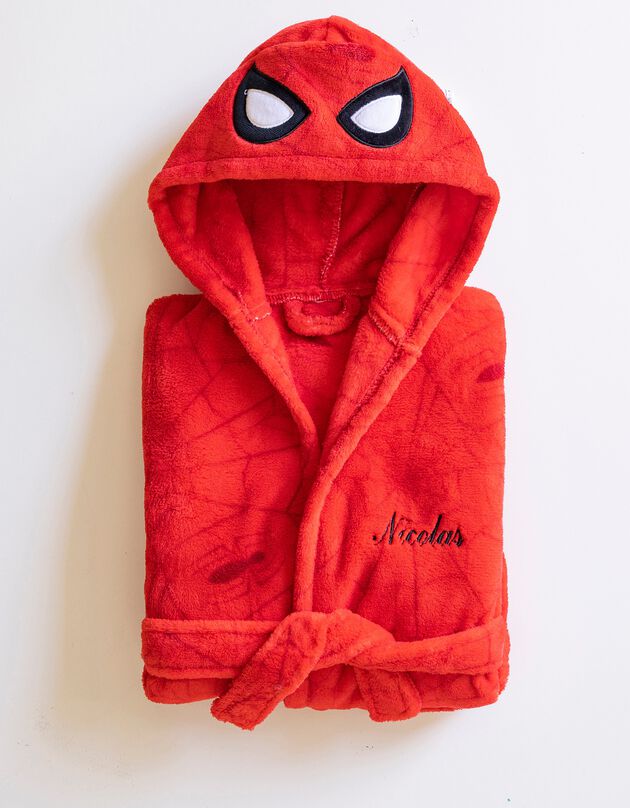 Robe de chambre enfant capuche Spider-Man® personnalisable - polaire (rouge)
