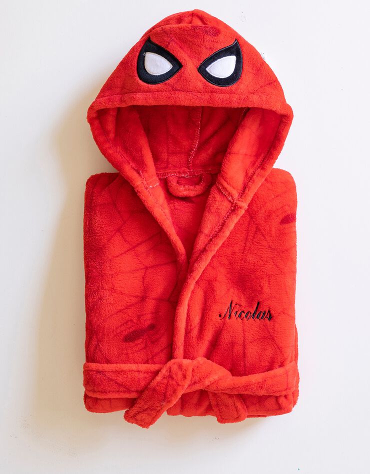 Robe de chambre enfant capuche Spider-Man® personnalisable - polaire (rouge)