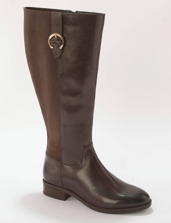 Bottes en cuir, sp&eacute;cial larges mollets (chocolat)