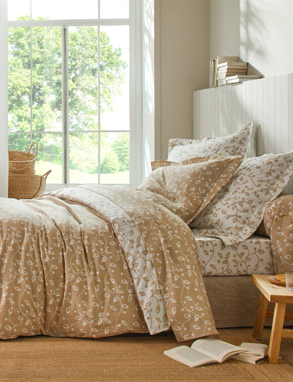 Linge de lit Héritage flanelle à motifs volutes (blanc / beige)