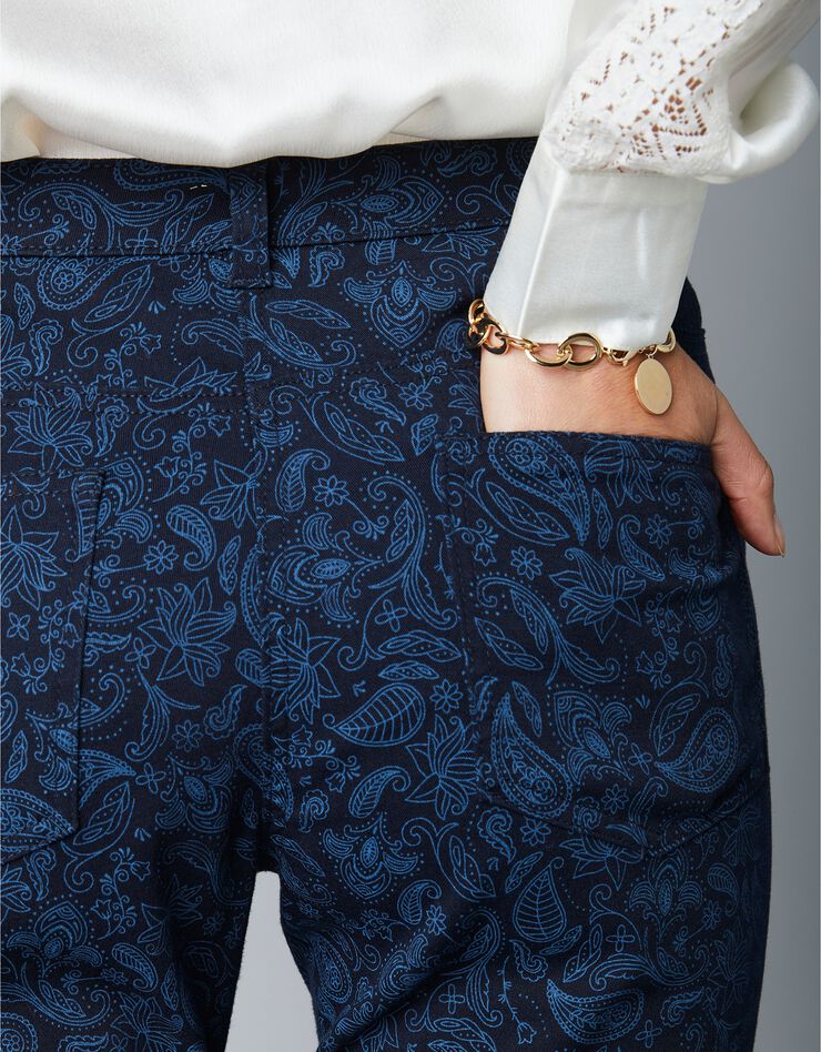 Pantalon droit imprimé, coupe 5 poches (marine) Pantalon droit imprimé, coupe 5 poches (marine)