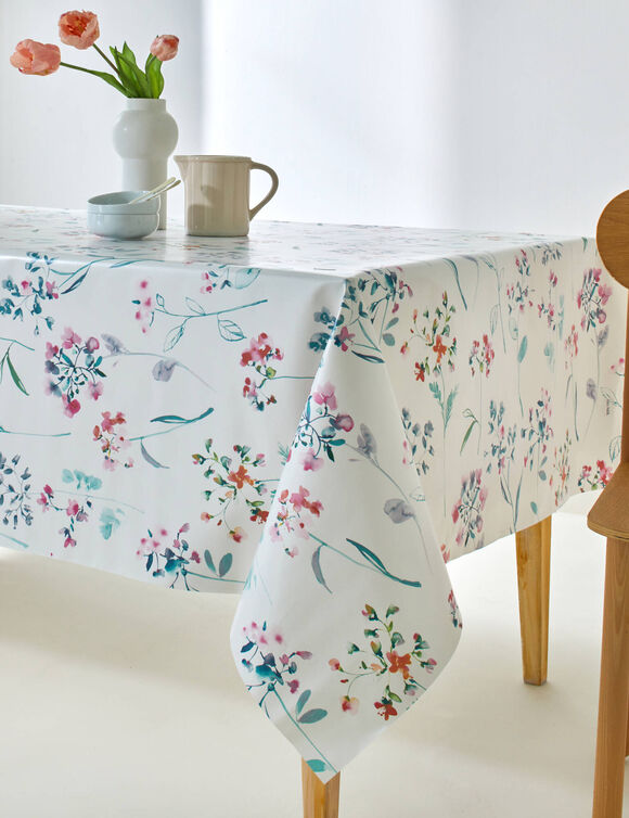 Nappe toile cir&eacute;e motif floral  (multicolore)