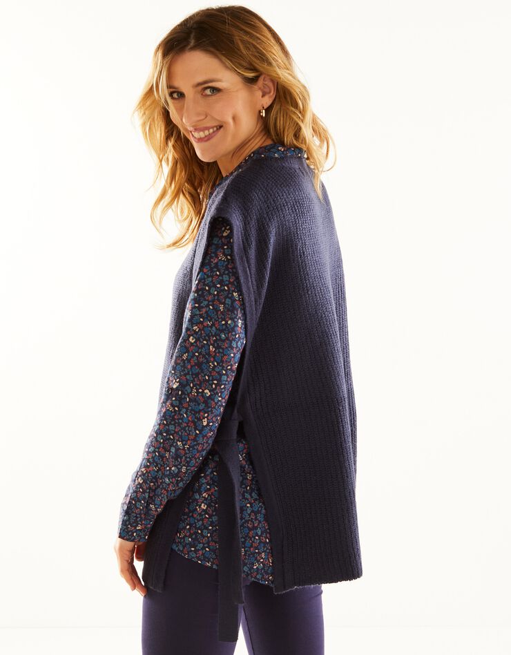 Pull tunique sans manches, maille anglaise toucher mohair (marine) Pull tunique sans manches, maille anglaise toucher mohair (marine)