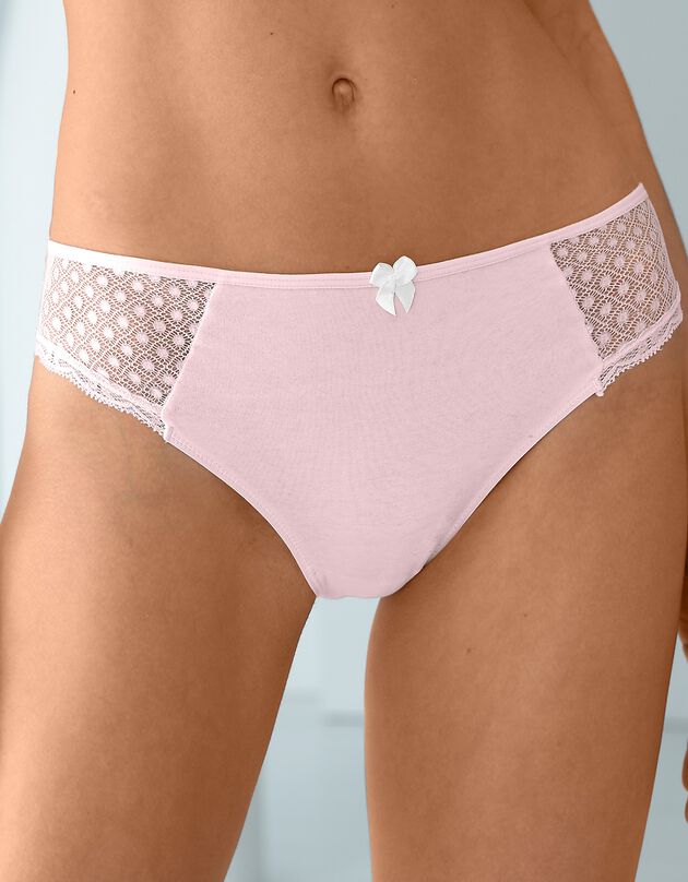 Culotte midi dentelle coton uni Tropea - lot de 4 (blanc + poudre)