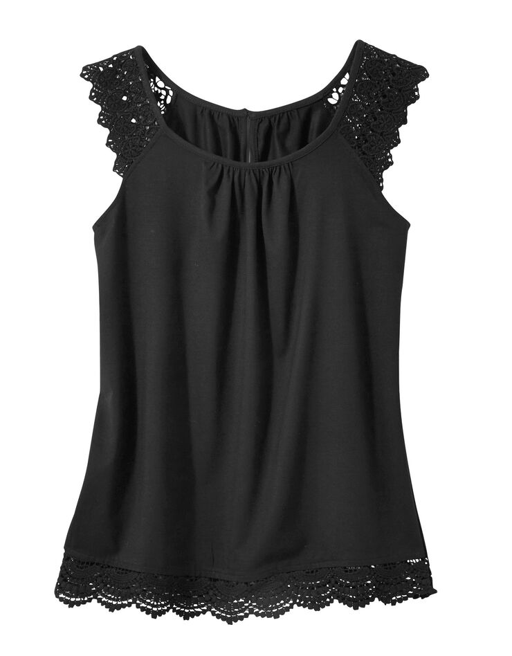 Tee-shirt macramé uni (noir) Tee-shirt macramé uni (noir)