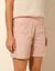 Short droit à revers, lin coton (rose poudré)