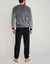 Pyjama pantalon bicolore maille polaire manches longues (gris)