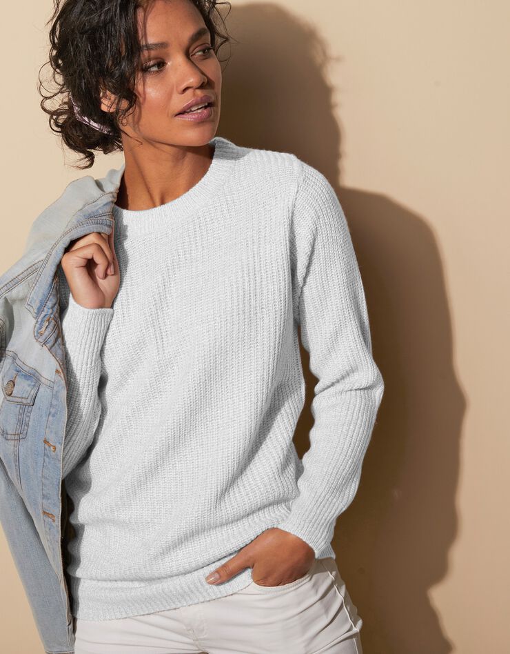 Pull col rond maille anglaise (blanc cassé) Pull col rond maille anglaise (blanc cassé)