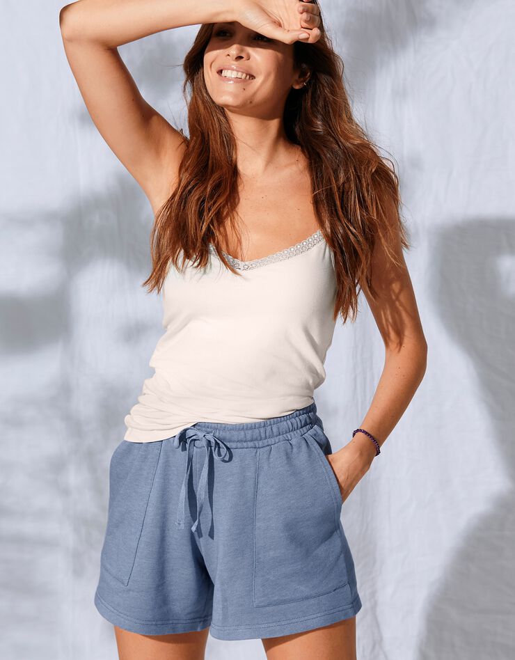 Short molleton fluide uni (bleu jean) Short molleton fluide uni (bleu jean)