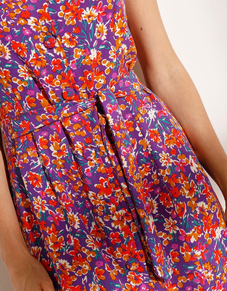 Robe imprimé manche courte (violet) Robe imprimé manche courte (violet)