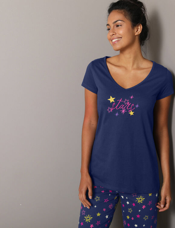 T-shirt de pyjama manches courtes imprimé Estrella  (marine)