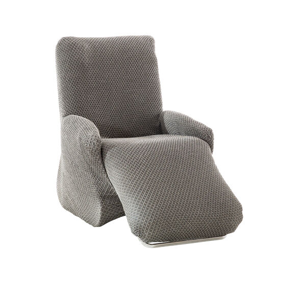 Housse textur&eacute;e bi-extensible sp&eacute;ciale fauteuil relax (gris chin&eacute;)