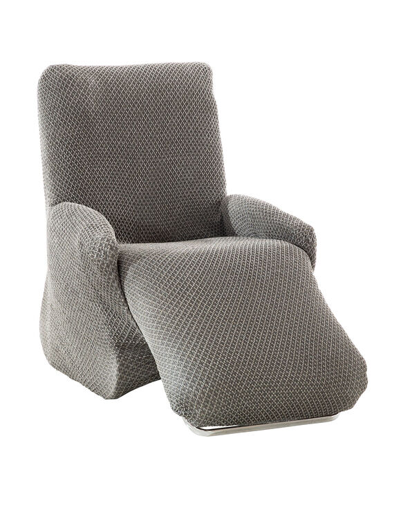 Housse textur&eacute;e bi-extensible sp&eacute;ciale fauteuil relax (gris chin&eacute;)