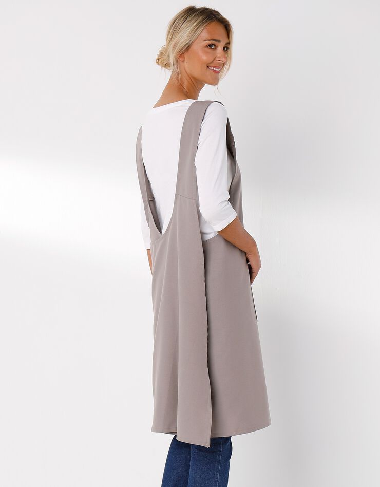 Tablier de cuisine japonais coton uni personnalisable (taupe)