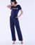 Pantalon droit large, uni (marine)