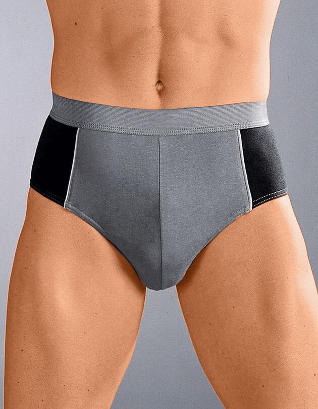 Slip fermé bicolore, taille haute - lot de 4 (gris / noir)