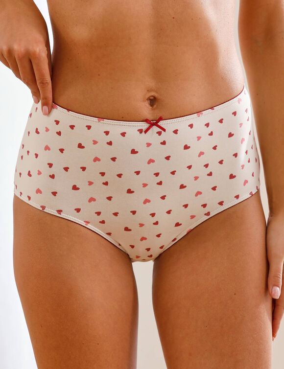 Culotte coton forme maxi imprimé  motifs «coeurs» assortis – Lot de 4 (rouge)
