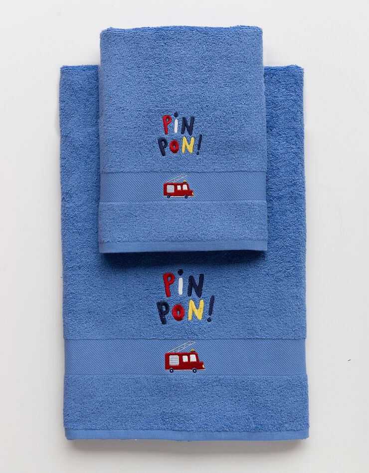 Collection éponge enfant brodée Pin-pon - coton 380g/m2 (bleu dur)