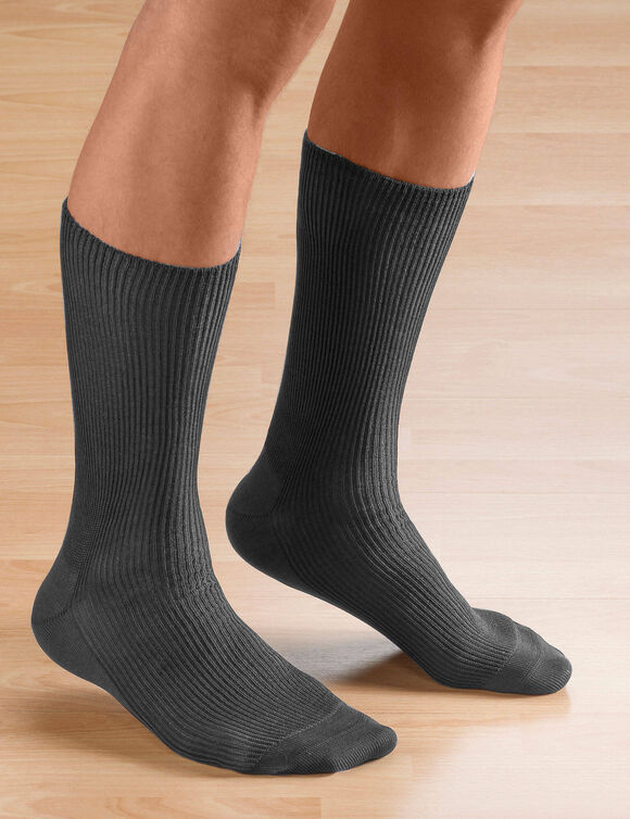 Mi-chaussettes sp&eacute;cial jambes sensibles - lot de 2 paires (gris)