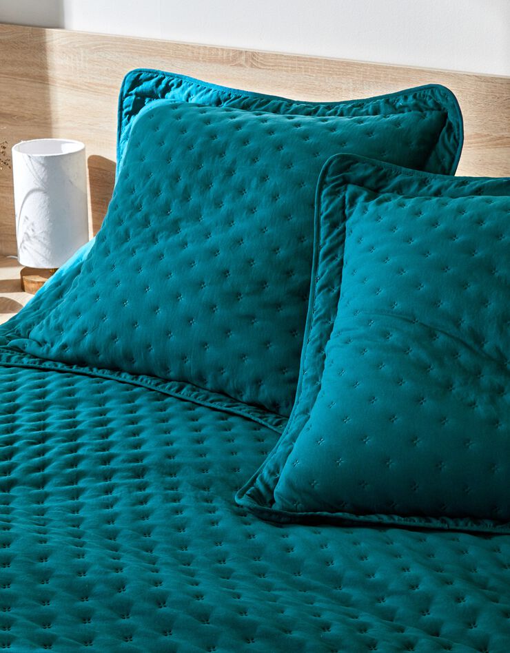 Couvre-lit matelassé - microfibre (bleu paon)
