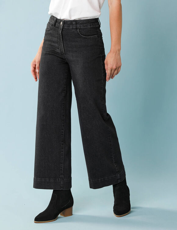 Jean taille haute Spécial Petites entrej. 60 cm, coupe large 7/8ème (noir)