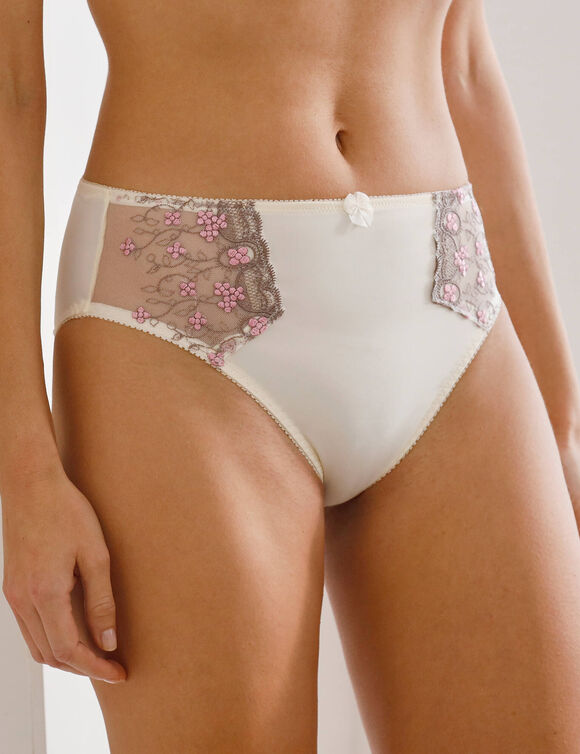 Culotte microfibre tulle brod&eacute; Caminata (ivoire)