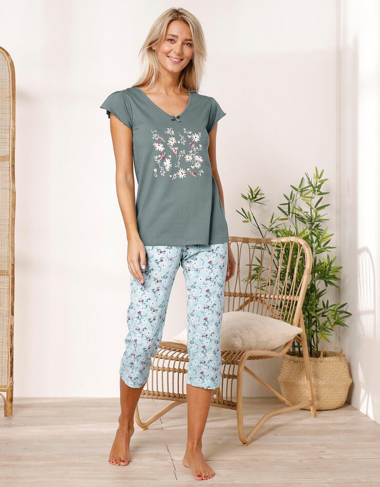 Tee-shirt pyjama manches courtes imprimé placé (bronze) Tee-shirt pyjama manches courtes imprimé placé (bronze)